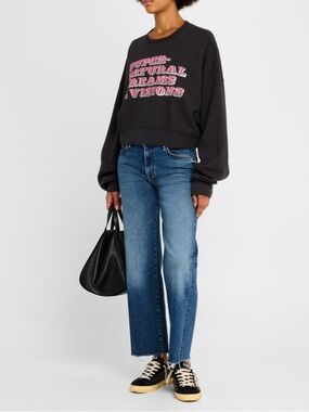 MOTHER The Mid Rise Rambler Ankle Fray, Dark Wash Sz 32